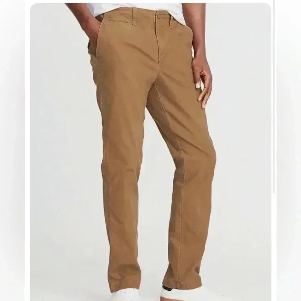 New Old Navy Men's Size 30x32 Knock On Wood Lived-In Straight Flex Chino Pants
